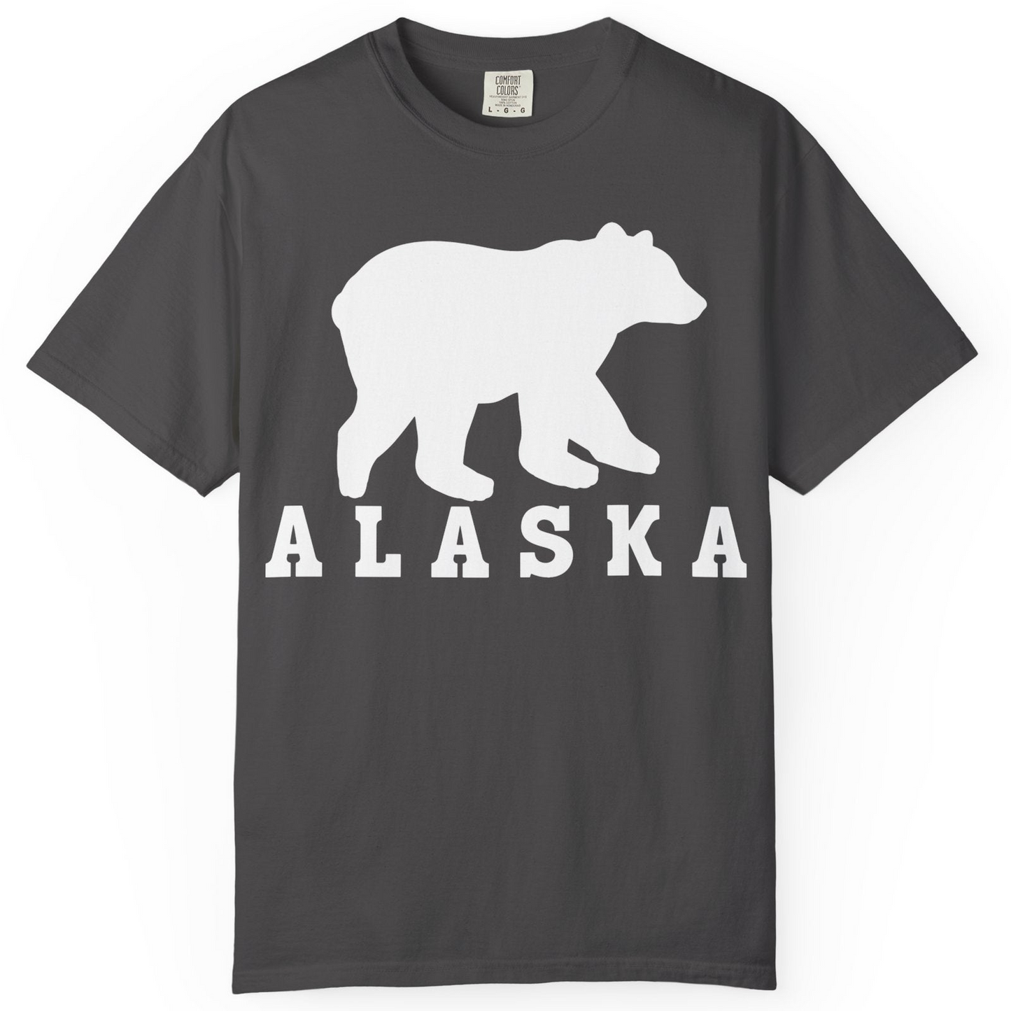 Alaska Bear Silhouette Shirt Comfort Colors T-Shirt – Graphite – Alaska Cruise Shirts