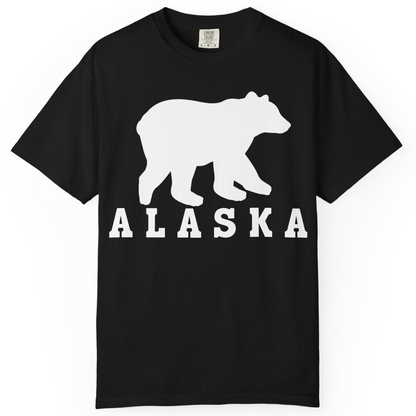 Alaska Bear Silhouette Shirt Comfort Colors T-Shirt – Black – Alaska Cruise Shirts