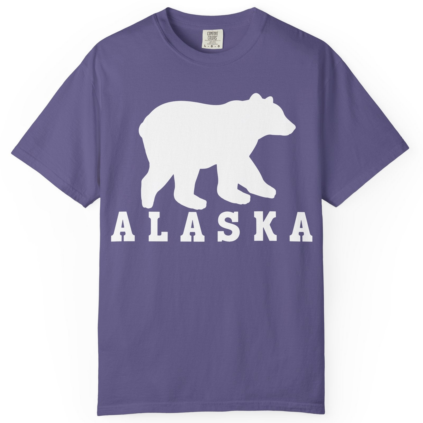 Alaska Bear Silhouette Shirt Comfort Colors T-Shirt – Grape – Alaska Cruise Shirts