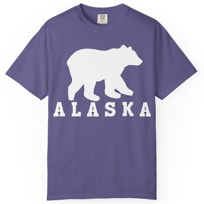 Alaska Bear Silhouette Shirt Comfort Colors T-Shirt – Grape – Alaska Cruise Shirts