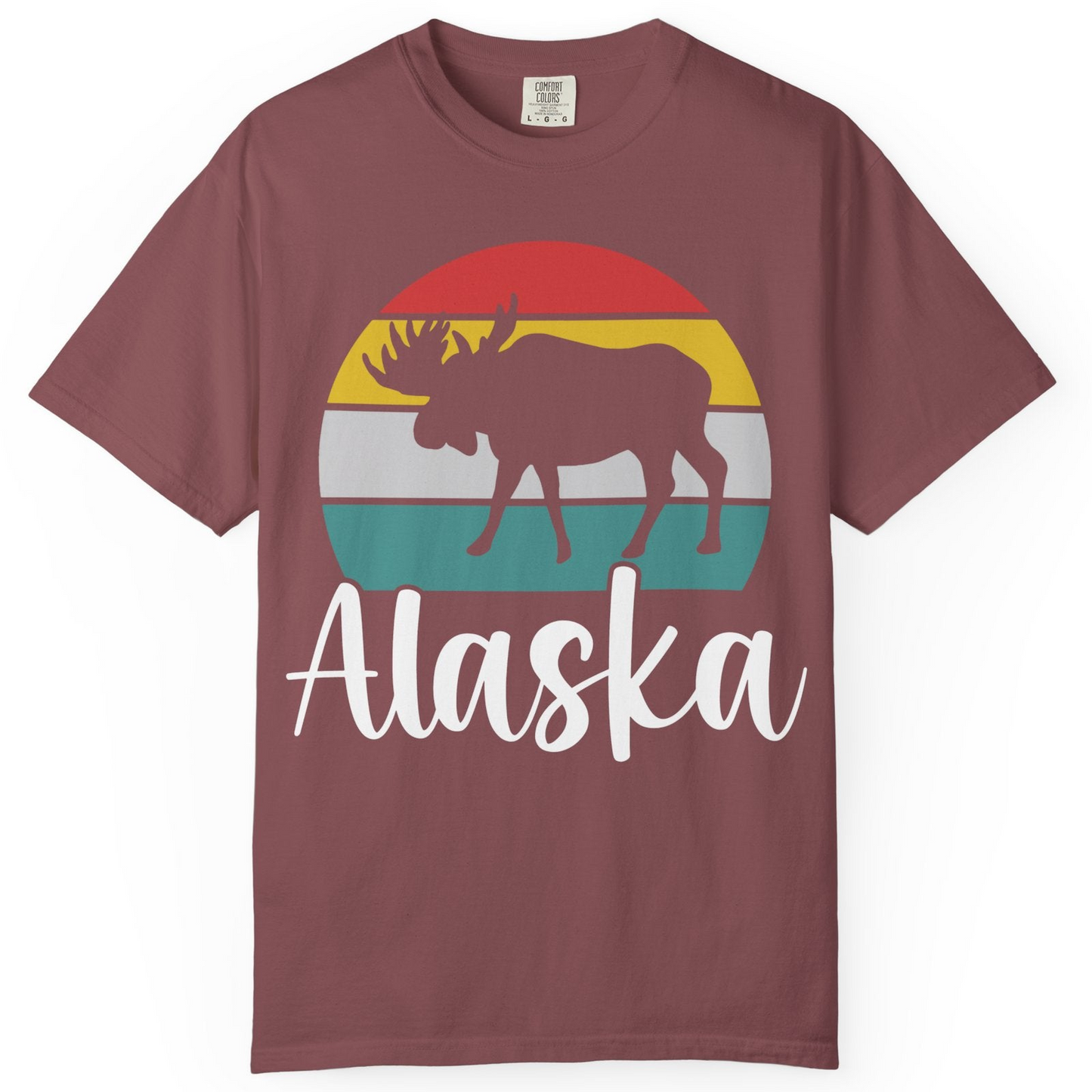 Retro Alaska Moose Silhouette Shirt Comfort Colors T-Shirt – Brick – Alaska Cruise Shirts