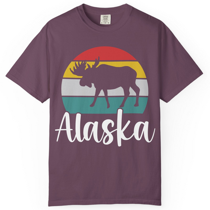 Retro Alaska Moose Silhouette Shirt Comfort Colors T-Shirt – Berry – Alaska Cruise Shirts