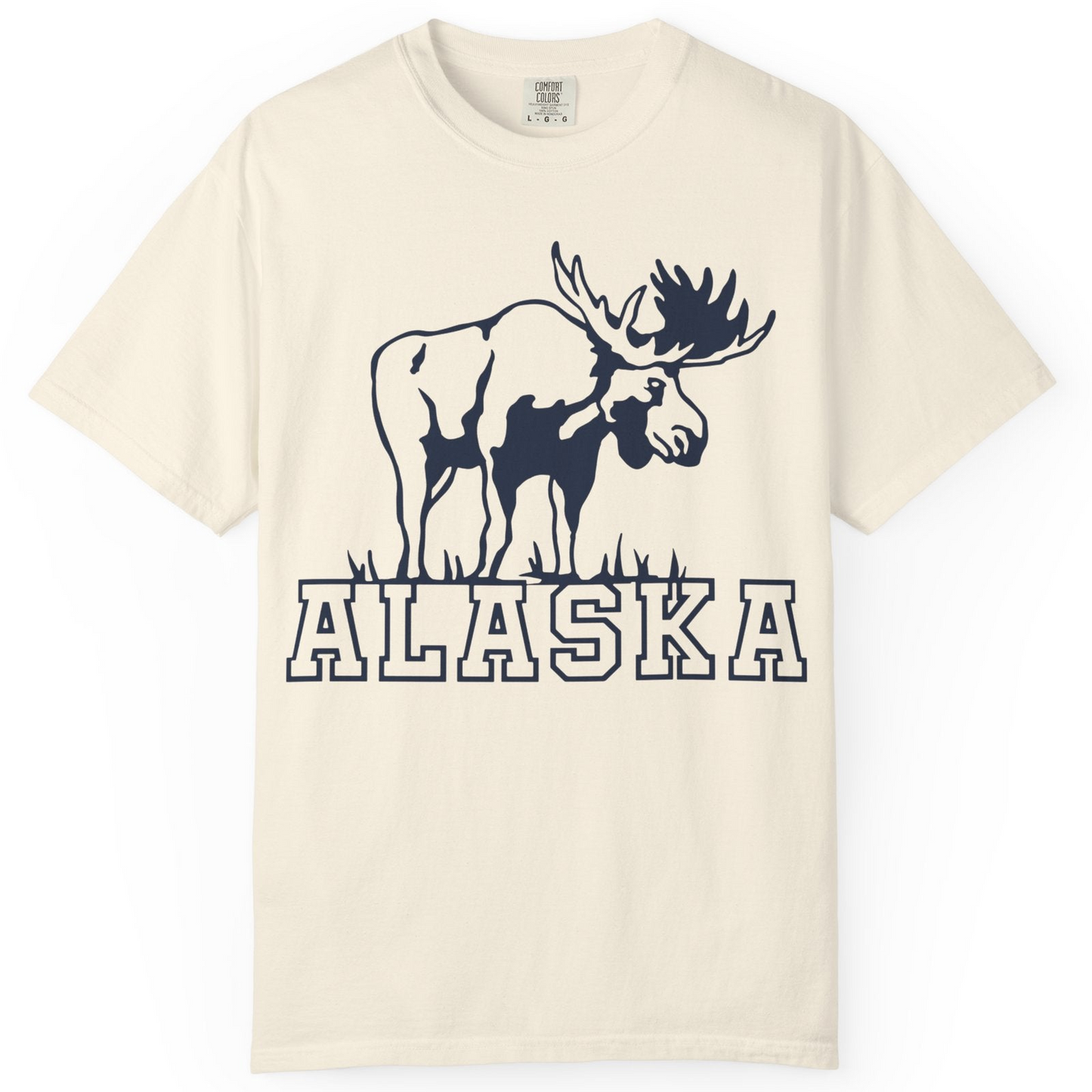 Alaska Moose Silhouette Shirt Comfort Colors T-Shirt – Ivory – Alaska Cruise Shirts