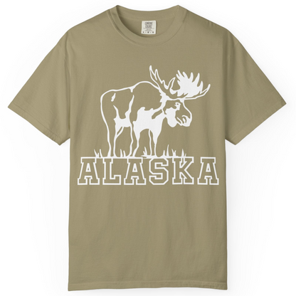 Alaska Moose Silhouette Shirt Comfort Colors T-Shirt – Khaki – Alaska Cruise Shirts