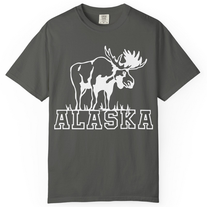 Alaska Moose Silhouette Shirt Comfort Colors T-Shirt – Pepper – Alaska Cruise Shirts