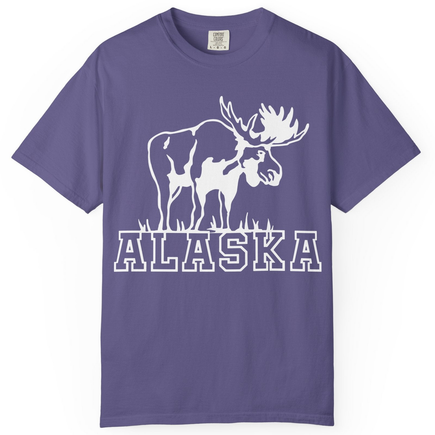 Alaska Moose Silhouette Shirt Comfort Colors T-Shirt – Grape – Alaska Cruise Shirts
