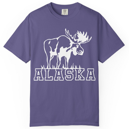 Alaska Moose Silhouette Shirt Comfort Colors T-Shirt – Grape – Alaska Cruise Shirts