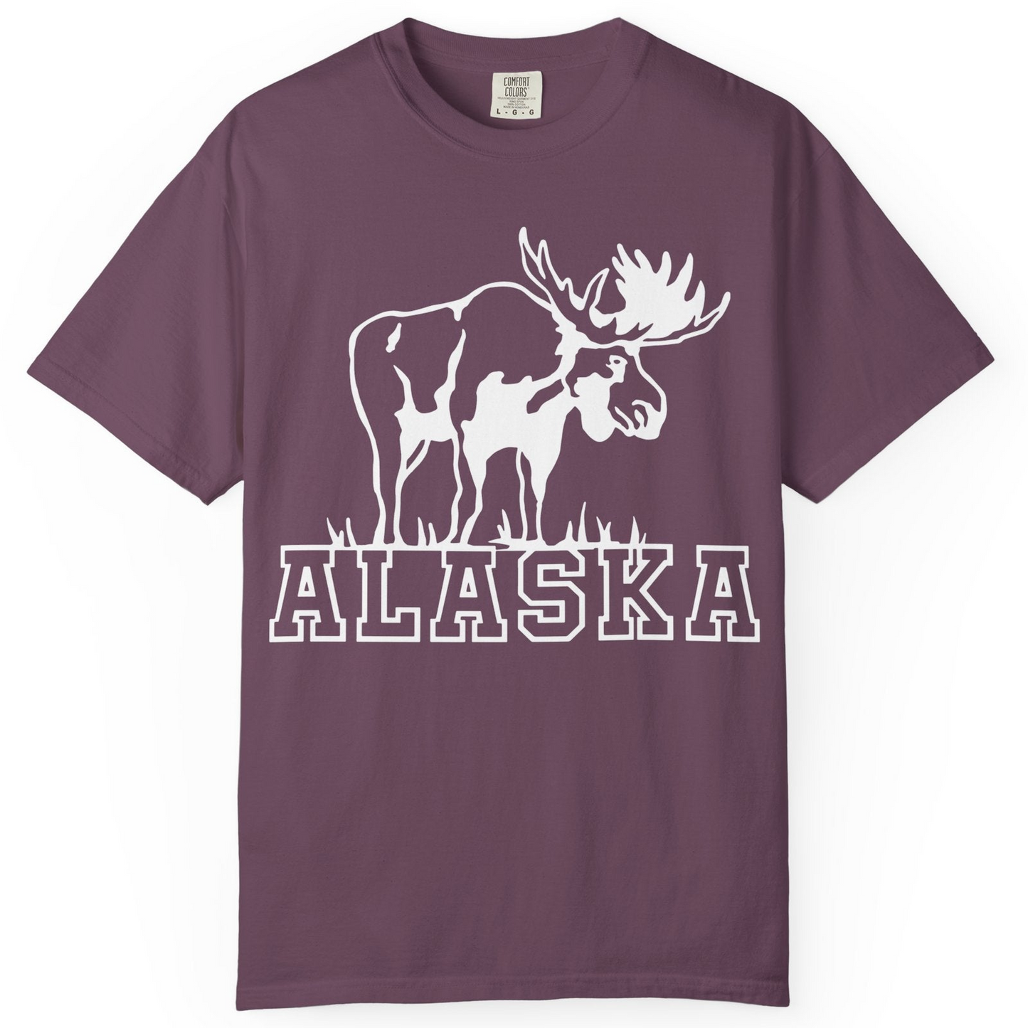 Alaska Moose Silhouette Shirt Comfort Colors T-Shirt – Berry – Alaska Cruise Shirts