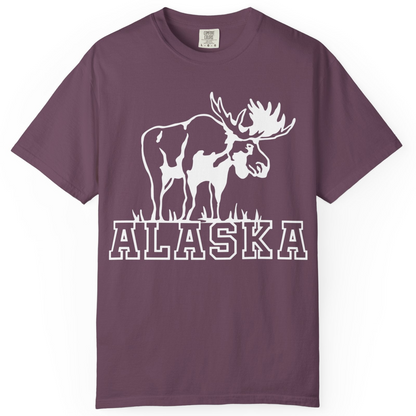 Alaska Moose Silhouette Shirt Comfort Colors T-Shirt – Berry – Alaska Cruise Shirts