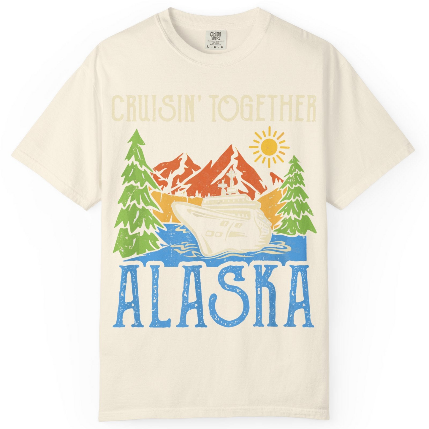 Alaska Cruise Adventure Nature Landscape Retro Family Shirt — Comfort Comfort Colors T-Shirt – Ivory – Alaska Cruise Shirts