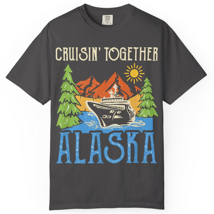 Alaska Cruise Adventure Nature Landscape Retro Family Shirt — Comfort Comfort Colors T-Shirt – Graphite – Alaska Cruise Shirts
