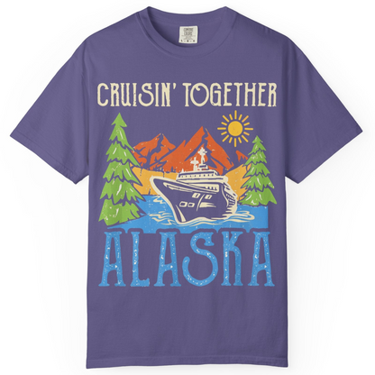 Alaska Cruise Adventure Nature Landscape Retro Family Shirt — Comfort Comfort Colors T-Shirt – Grape – Alaska Cruise Shirts