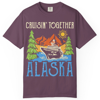 Alaska Cruise Adventure Nature Landscape Retro Family Shirt — Comfort Comfort Colors T-Shirt – Berry – Alaska Cruise Shirts