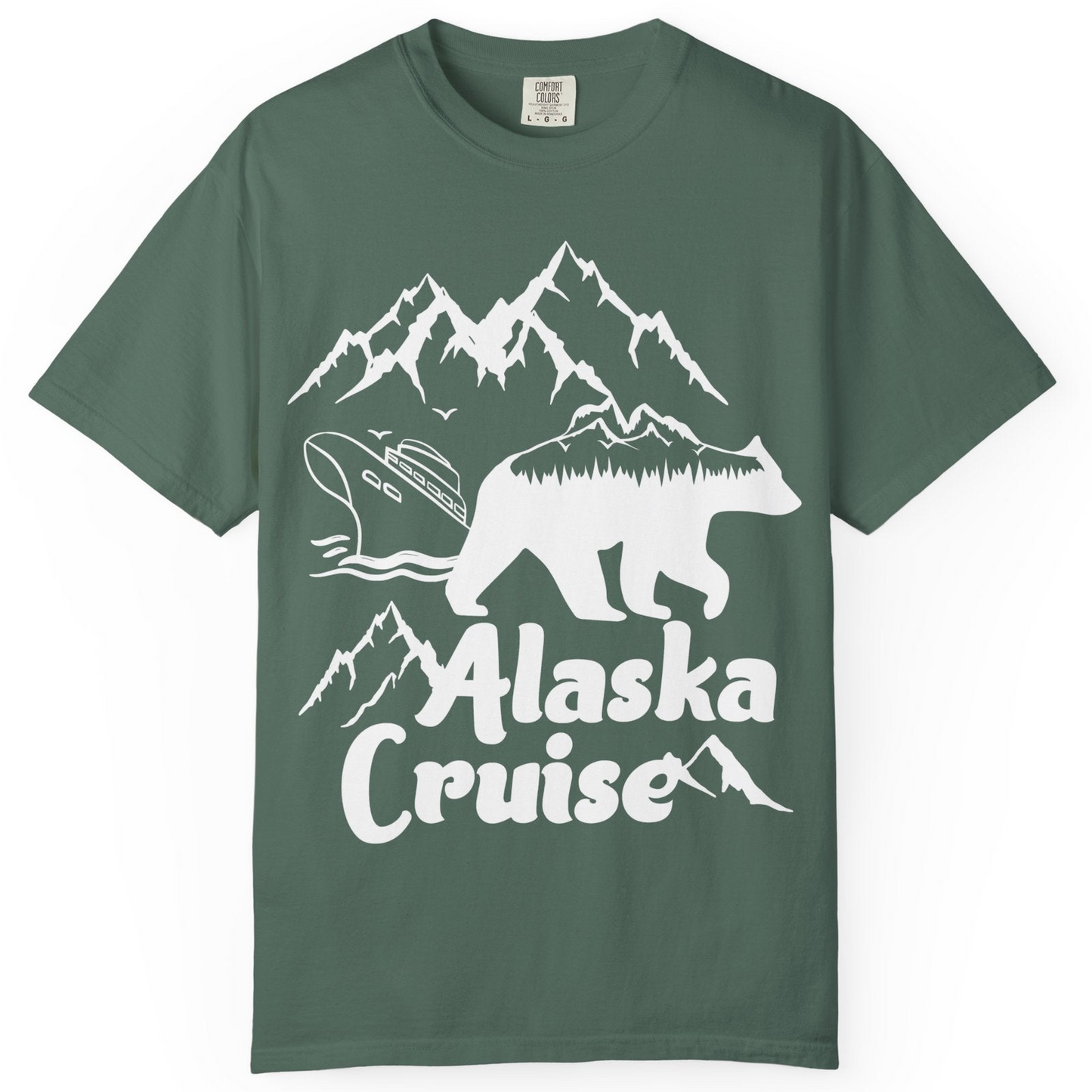 Alaska Cruise Shirt Comfort Colors T-Shirt – Blue Spruce – Alaska Cruise Shirts