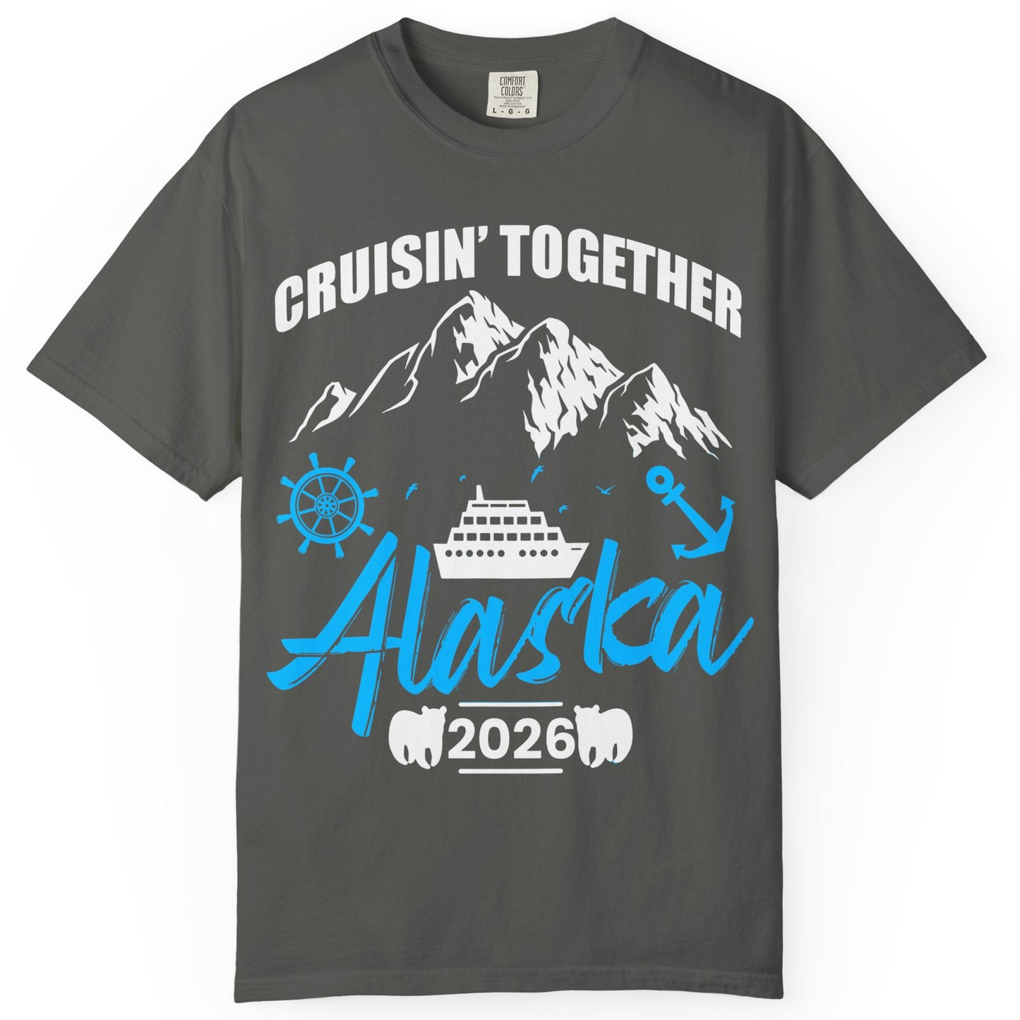 Alaska Cruise Group Adventure Shirt Comfort Colors T-Shirt – Pepper – Alaska Cruise Shirts