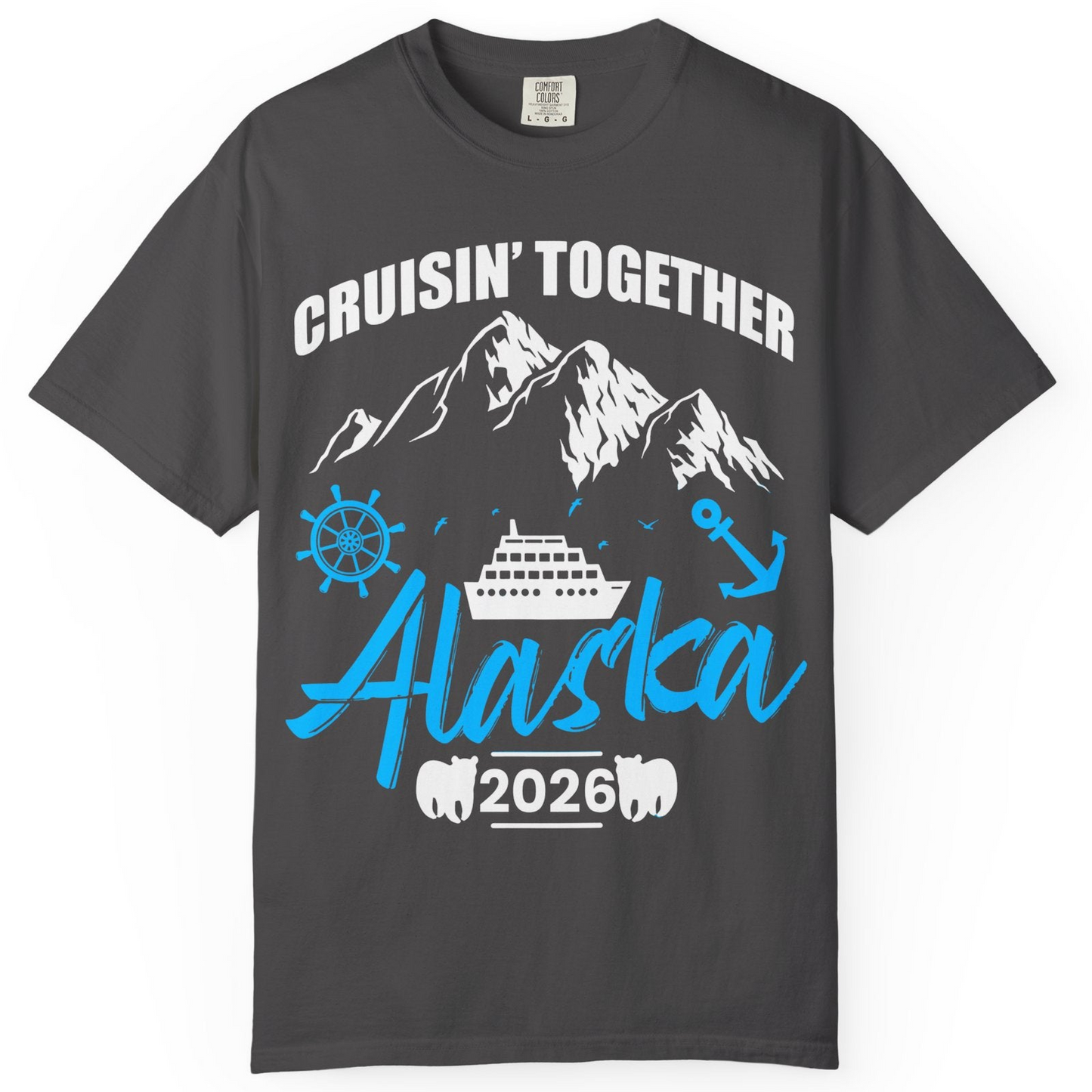 Alaska Cruise Group Adventure Shirt Comfort Colors T-Shirt – Graphite – Alaska Cruise Shirts