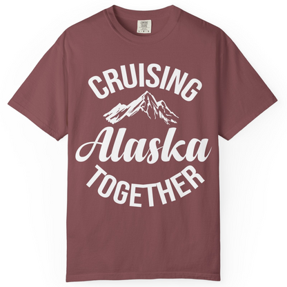 Cruising Alaska Together Mountain Adventure Travel Couples Shirt — Comfort Comfort Colors T-Shirt – Brick – Alaska Cruise Shirts
