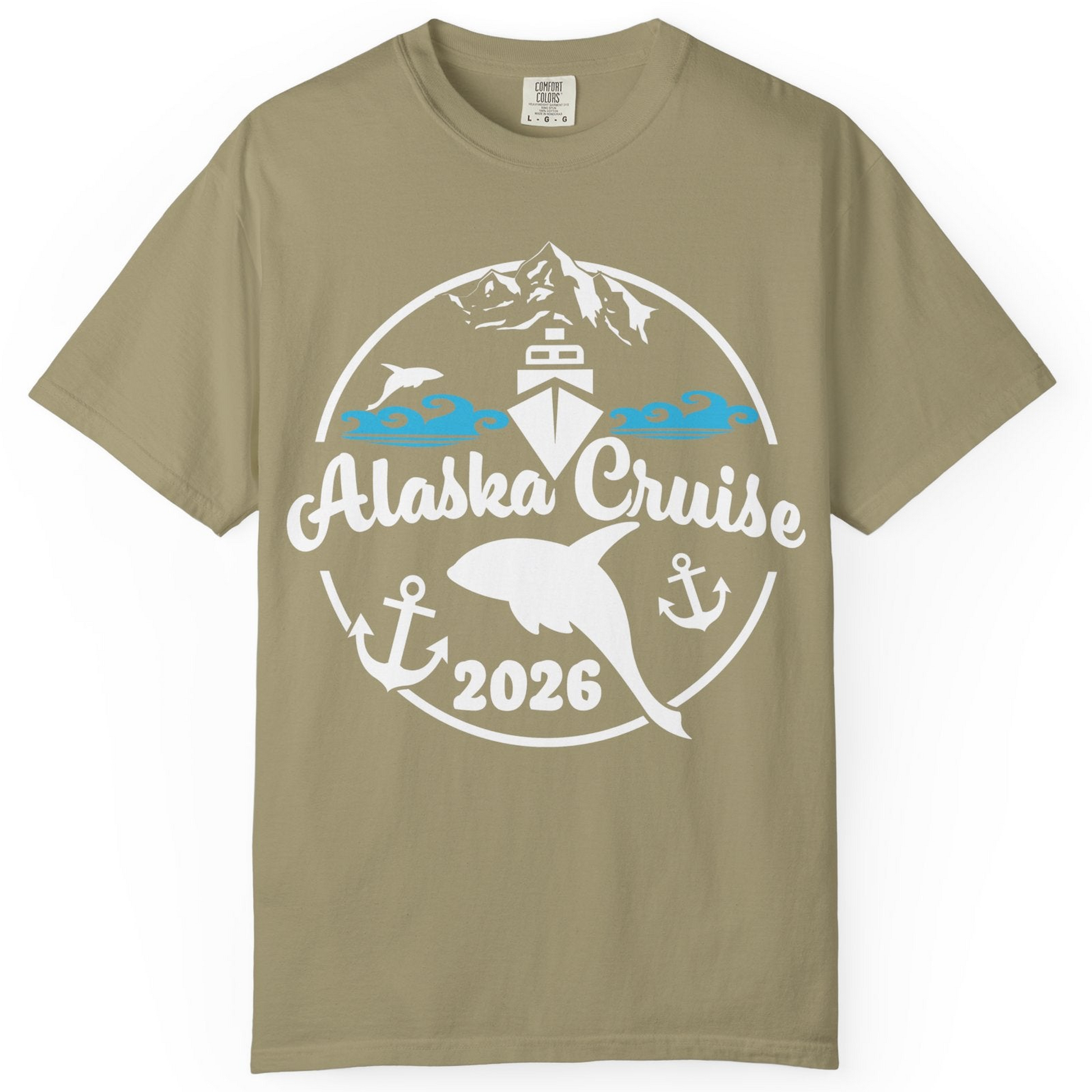 Alaska Cruise 2026 Shirt Comfort Colors T-Shirt – Khaki – Alaska Cruise Shirts