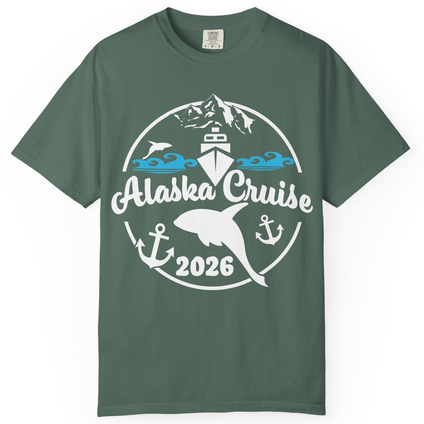 Alaska Cruise 2026 Shirt Comfort Colors T-Shirt – Blue Spruce – Alaska Cruise Shirts