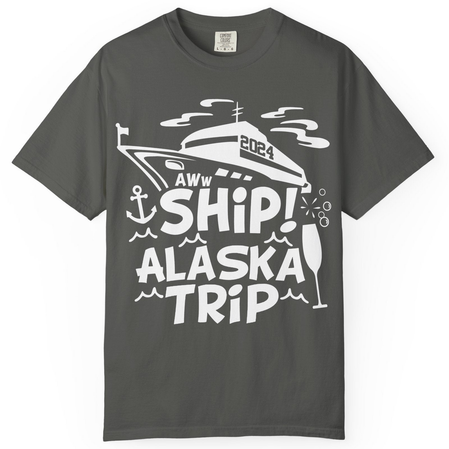 Aww Ship Alaska Cruise Shirt Comfort Colors T-Shirt – Pepper – Alaska Cruise Shirts