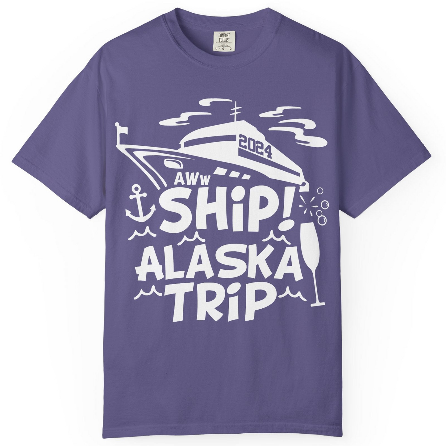 Aww Ship Alaska Cruise Shirt Comfort Colors T-Shirt – Grape – Alaska Cruise Shirts