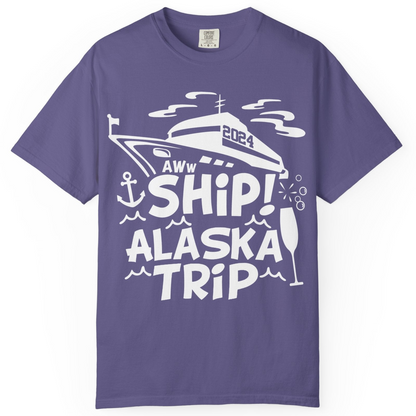Aww Ship Alaska Cruise Shirt Comfort Colors T-Shirt – Grape – Alaska Cruise Shirts