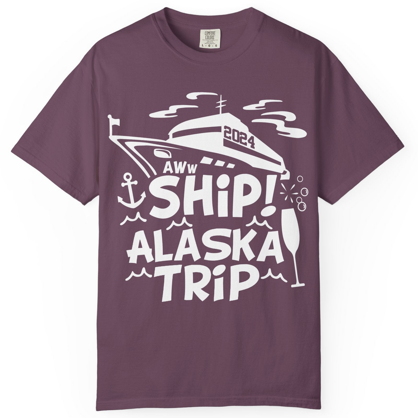 Aww Ship Alaska Cruise Shirt Comfort Colors T-Shirt – Berry – Alaska Cruise Shirts