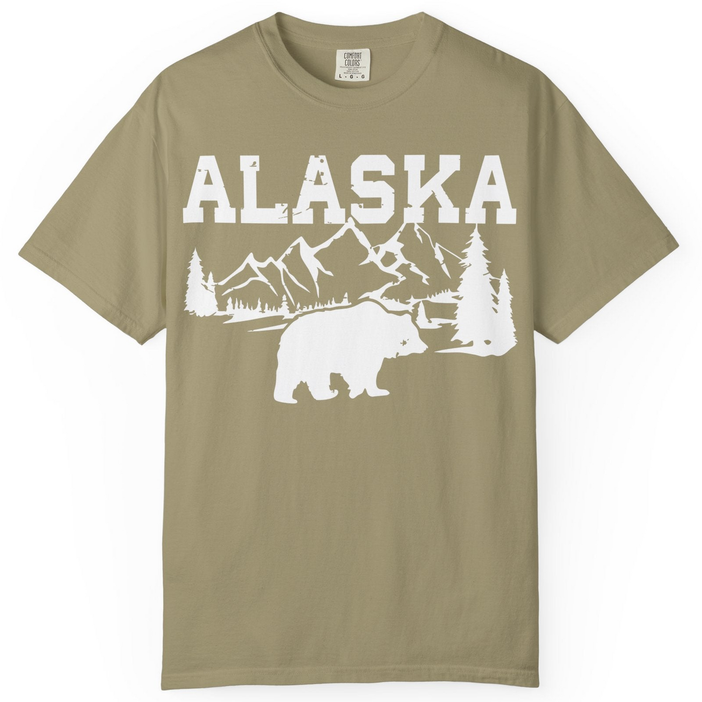 Alaska Bear Shirt Comfort Colors T-Shirt – Khaki – Alaska Cruise Shirts
