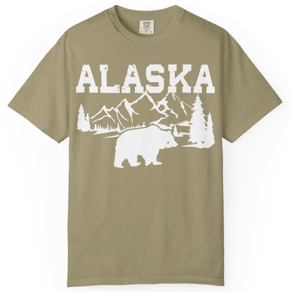 Alaska Bear Shirt Comfort Colors T-Shirt – Khaki – Alaska Cruise Shirts