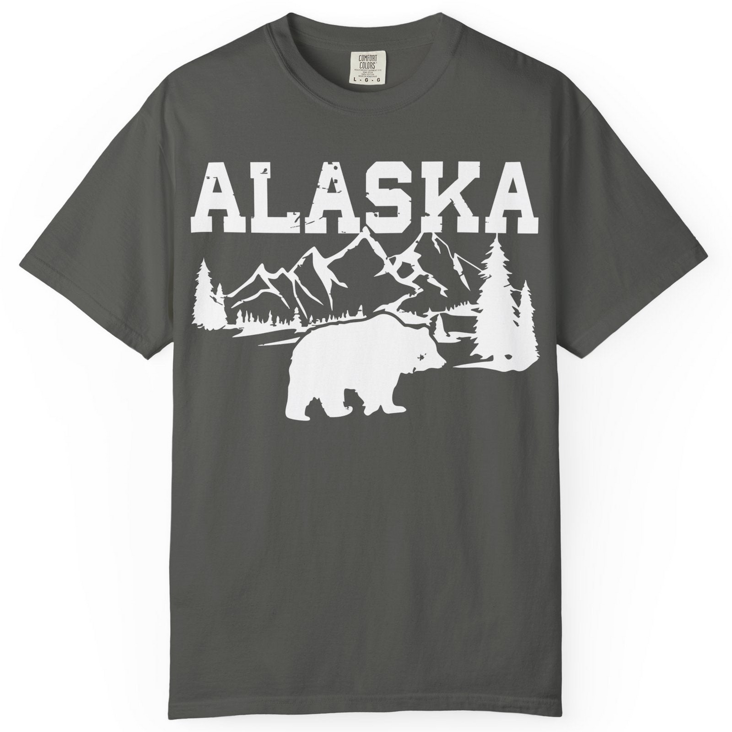 Alaska Bear Shirt Comfort Colors T-Shirt – Pepper – Alaska Cruise Shirts