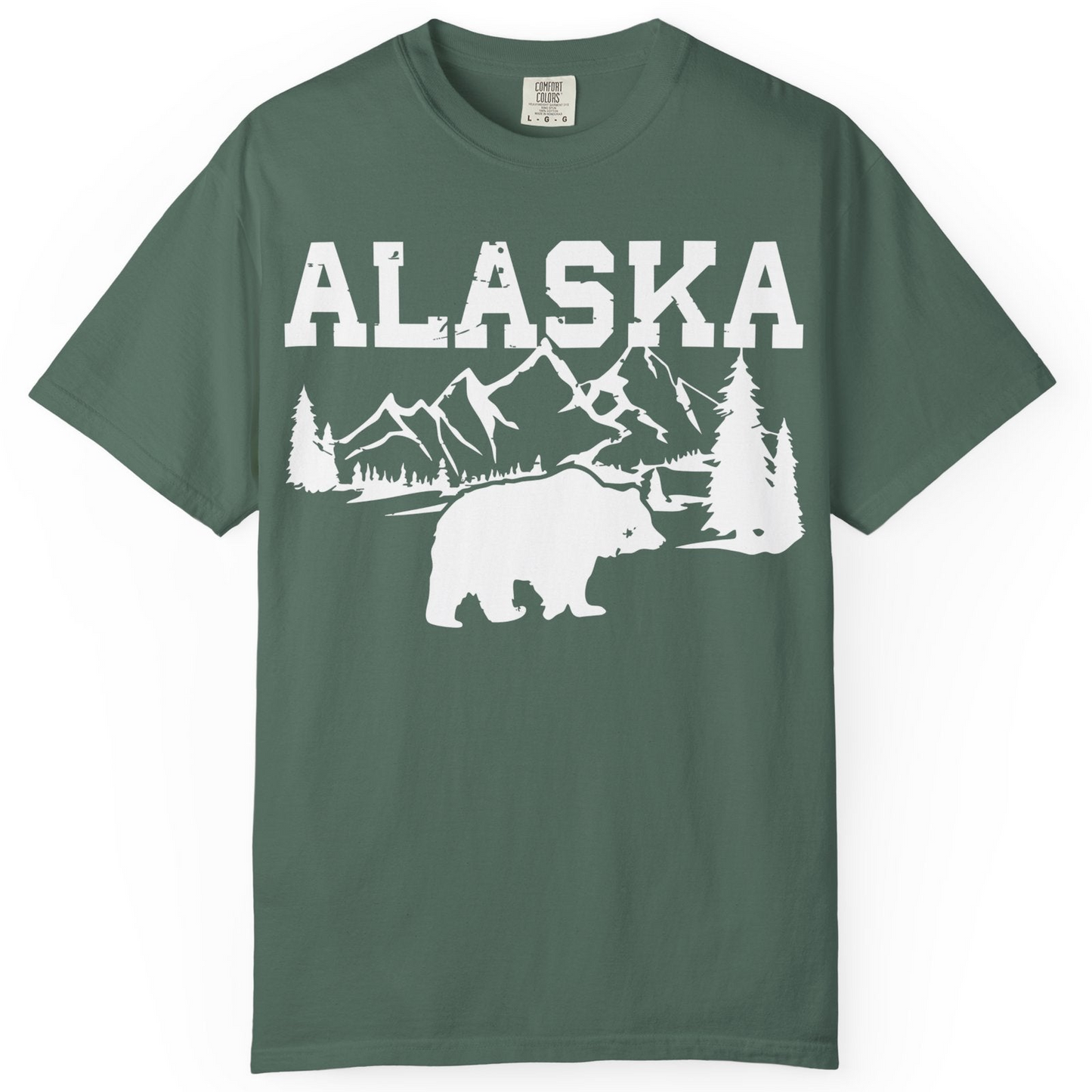 Alaska Bear Shirt Comfort Colors T-Shirt – Blue Spruce – Alaska Cruise Shirts