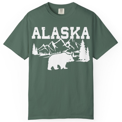 Alaska Bear Shirt Comfort Colors T-Shirt – Blue Spruce – Alaska Cruise Shirts