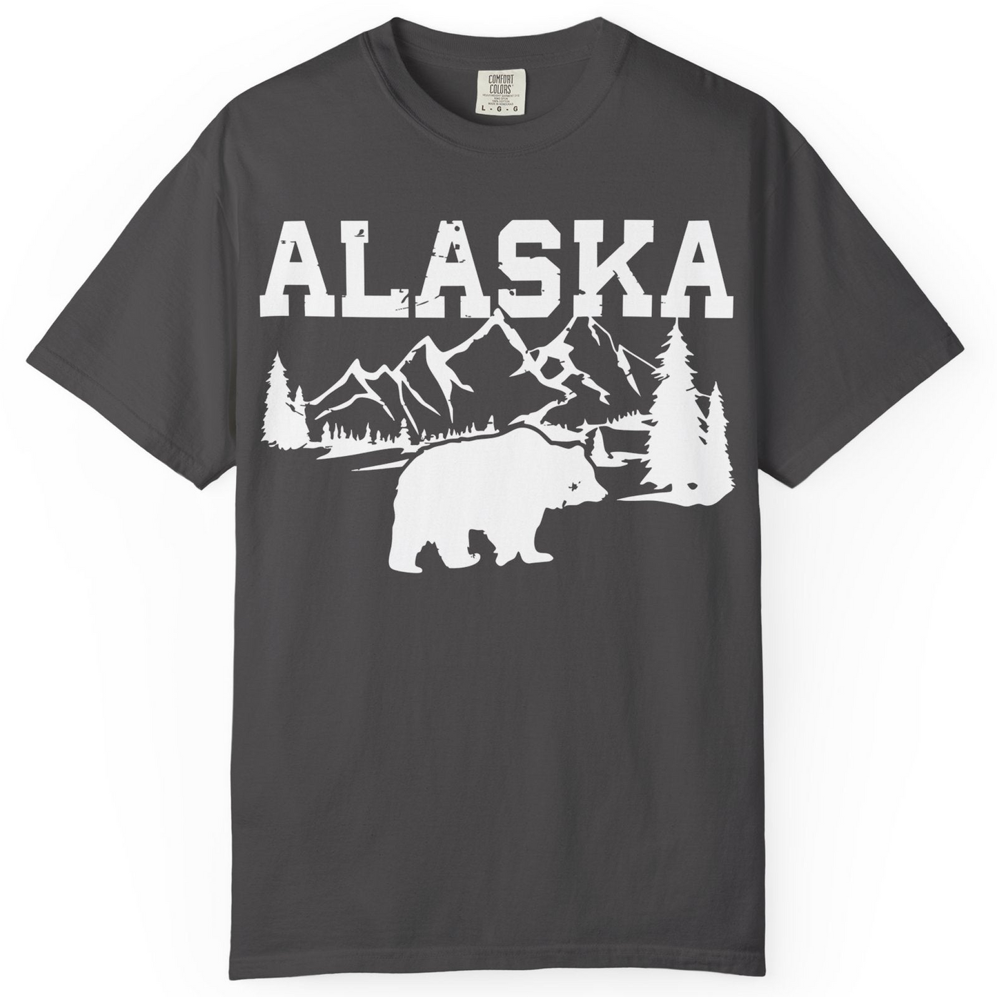 Alaska Bear Shirt Comfort Colors T-Shirt – Graphite – Alaska Cruise Shirts