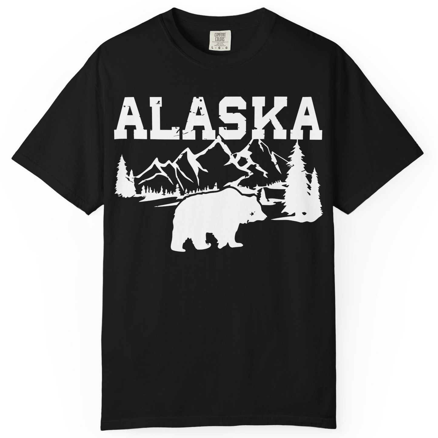 Alaska Bear Shirt Comfort Colors T-Shirt – Black – Alaska Cruise Shirts
