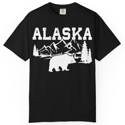 Alaska Bear Shirt Comfort Colors T-Shirt – Black – Alaska Cruise Shirts