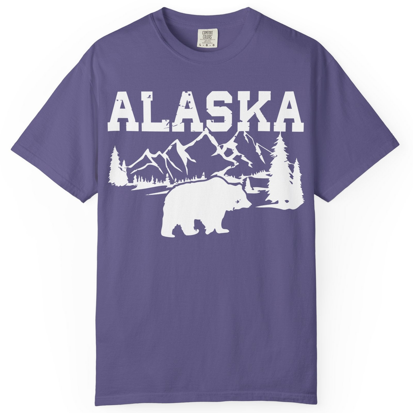 Alaska Bear Shirt Comfort Colors T-Shirt – Grape – Alaska Cruise Shirts