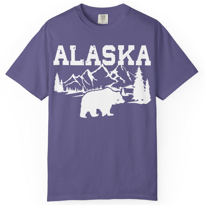 Alaska Bear Shirt Comfort Colors T-Shirt – Grape – Alaska Cruise Shirts