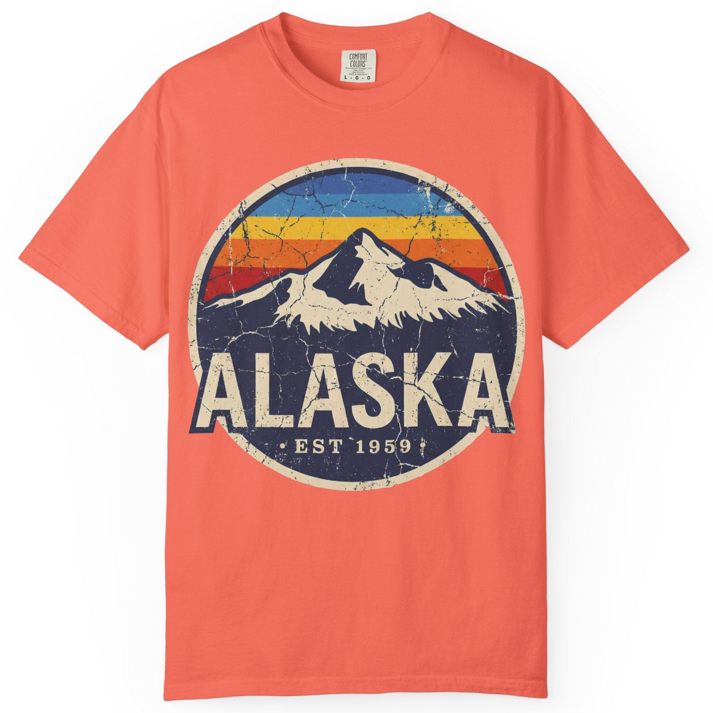 Alaska Vintage Shirt Comfort Colors T-Shirt – Bright Salmon – Alaska Cruise Shirts