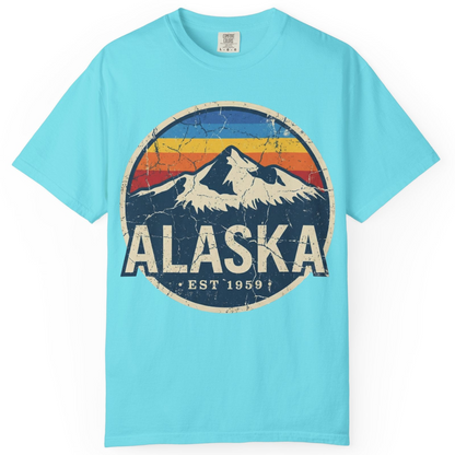 Alaska Vintage Shirt Comfort Colors T-Shirt – Lagoon Blue – Alaska Cruise Shirts