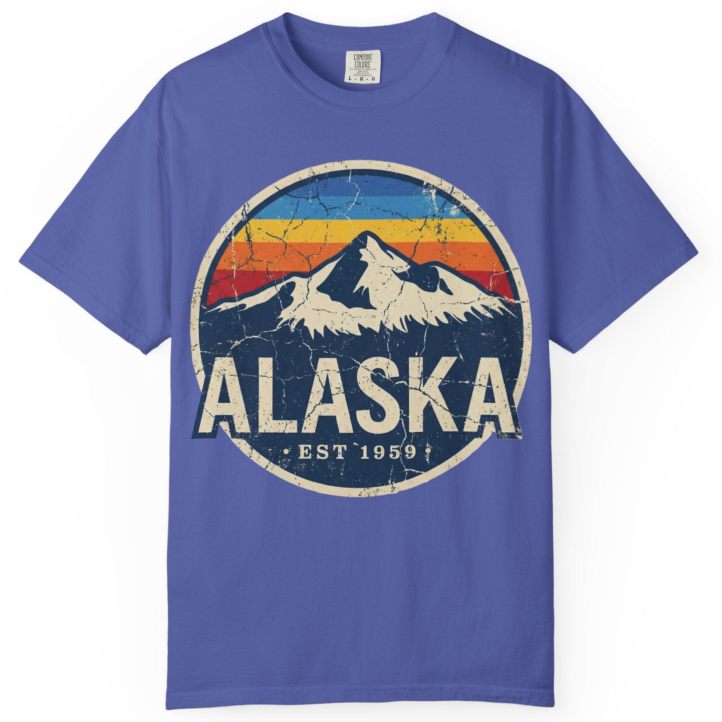 Alaska Vintage Shirt Comfort Colors T-Shirt – Periwinkle – Alaska Cruise Shirts