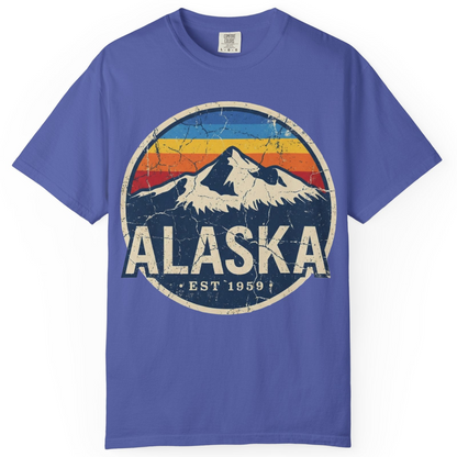 Alaska Vintage Shirt Comfort Colors T-Shirt – Periwinkle – Alaska Cruise Shirts