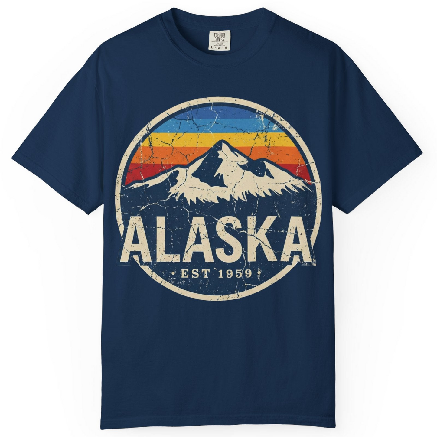 Alaska Vintage Shirt Comfort Colors T-Shirt – Navy – Alaska Cruise Shirts
