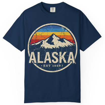 Alaska Vintage Shirt Comfort Colors T-Shirt – Navy – Alaska Cruise Shirts