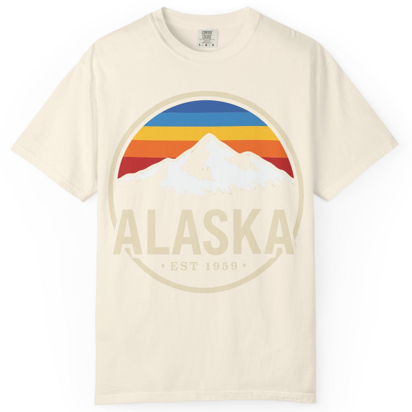 Alaska Vintage Mountain Sunset Shirt Comfort Colors T-Shirt – Ivory – Alaska Cruise Shirts