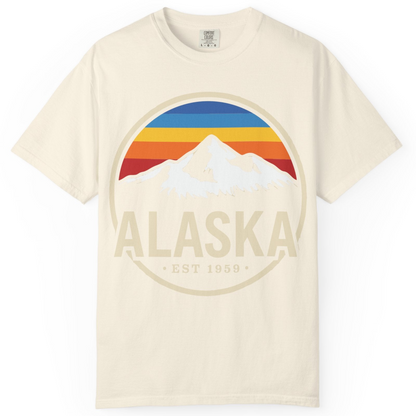 Alaska Vintage Mountain Sunset Shirt Comfort Colors T-Shirt – Ivory – Alaska Cruise Shirts