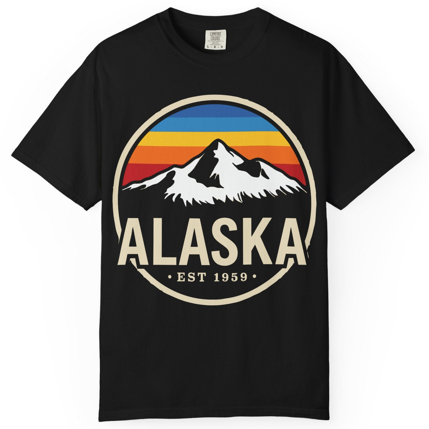 Alaska Vintage Mountain Sunset Shirt Comfort Colors T-Shirt – Black – Alaska Cruise Shirts