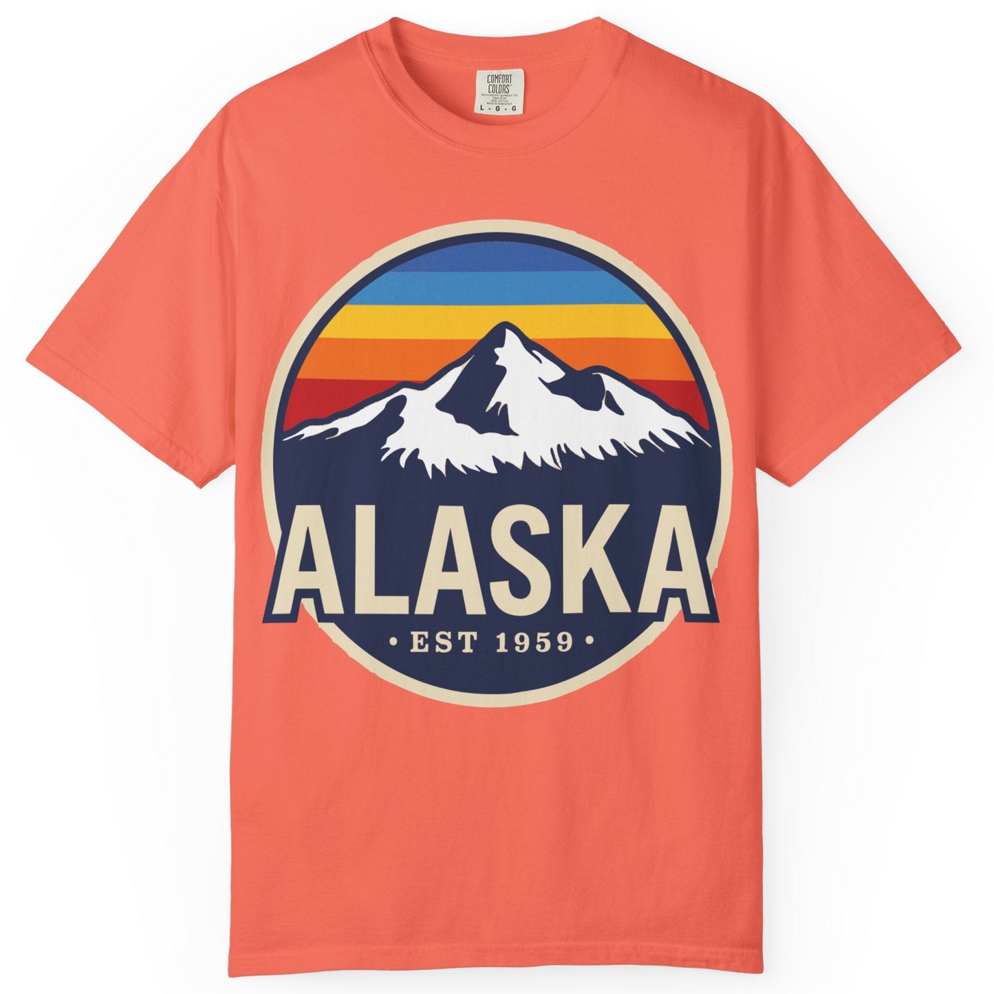 Alaska Vintage Shirt Comfort Colors T-Shirt – Bright Salmon – Alaska Cruise Shirts