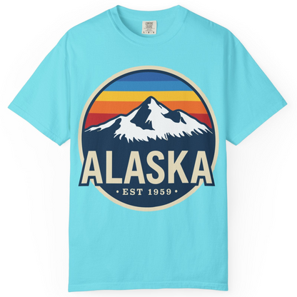 Alaska Vintage Shirt Comfort Colors T-Shirt – Lagoon Blue – Alaska Cruise Shirts