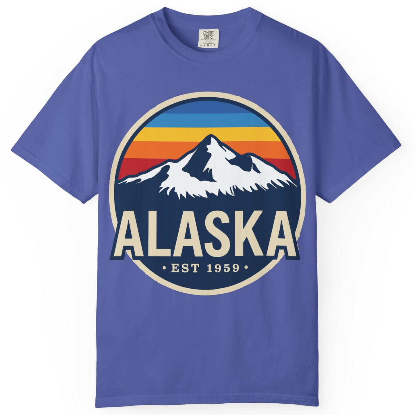 Alaska Vintage Shirt Comfort Colors T-Shirt – Periwinkle – Alaska Cruise Shirts