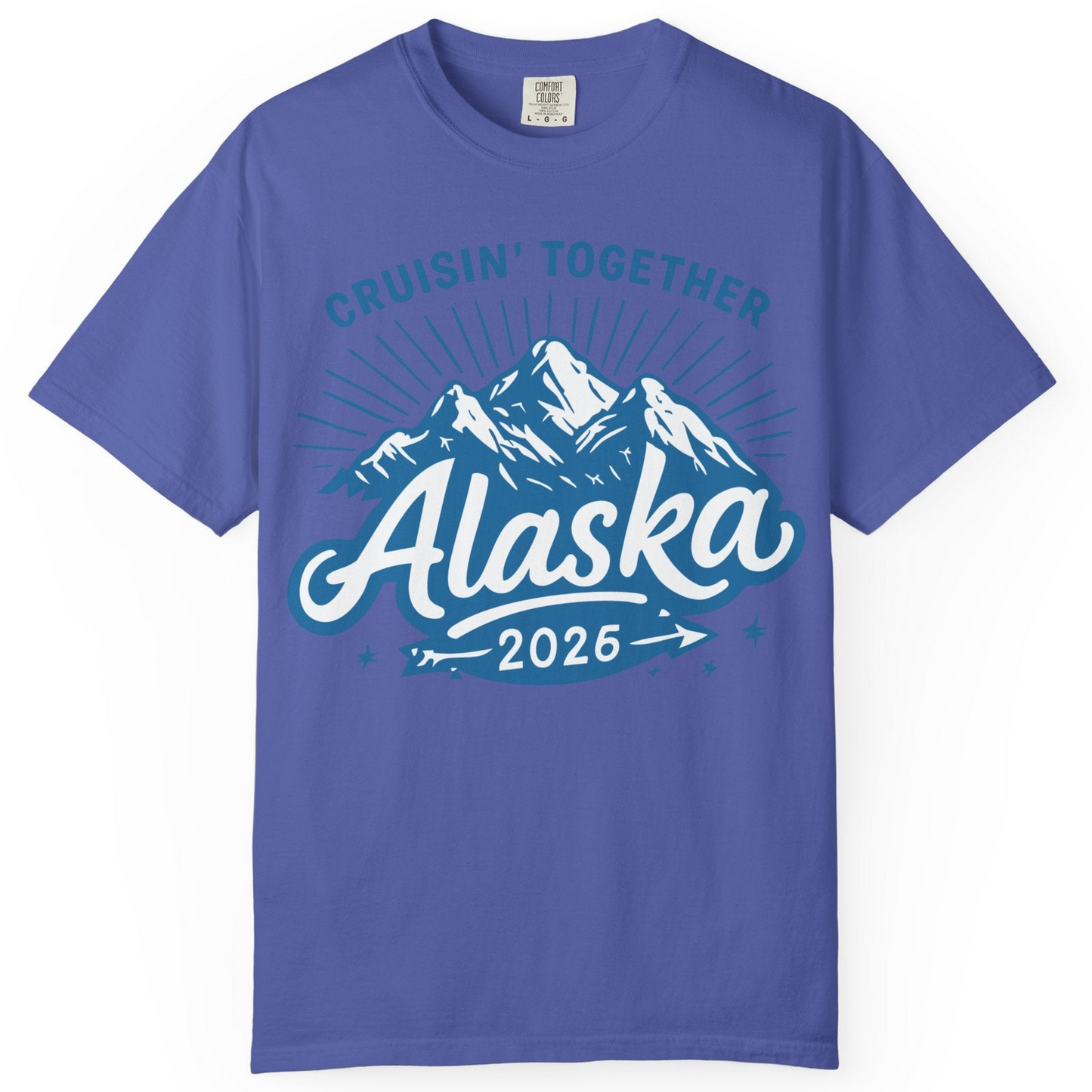 Alaska Cruise Mountains Adventure Shirt Comfort Colors T-Shirt – Periwinkle – Alaska Cruise Shirts